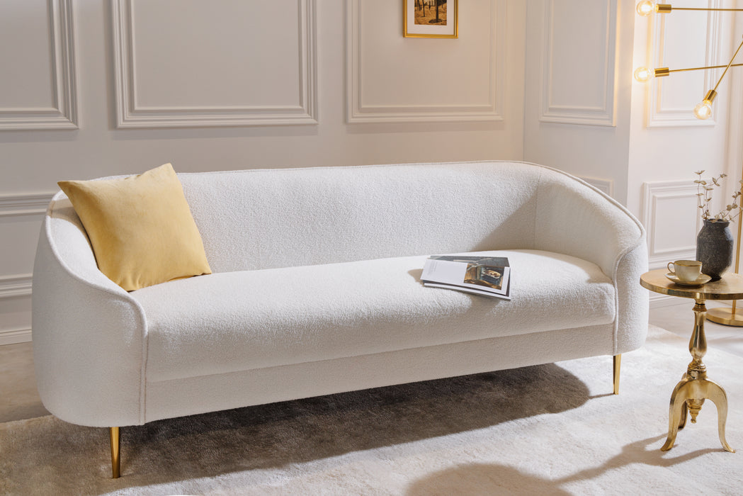 Sofa Icon 205cm Teddystoff Weiss Gold