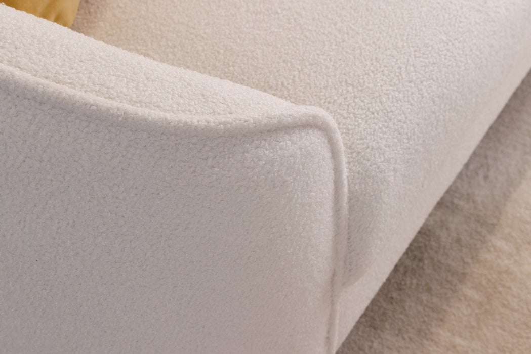 Sofa Icon 205cm Teddystoff Weiss Gold