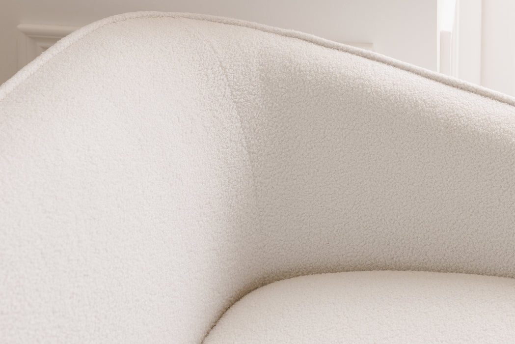 Sofa Icon 205cm Teddystoff Weiss Gold