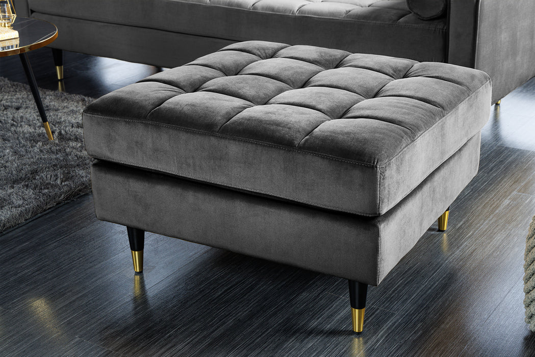 Hocker Plush Velvet 80cm grau Samt