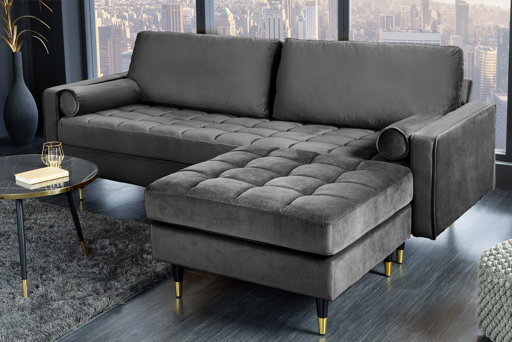 Hocker Plush Velvet 80cm grau Samt