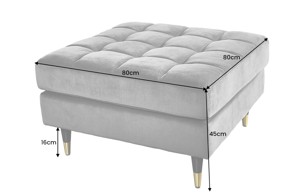 Hocker Plush Velvet 80cm grau Samt