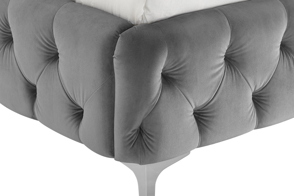 Bett Barock 160x200cm grau Samt