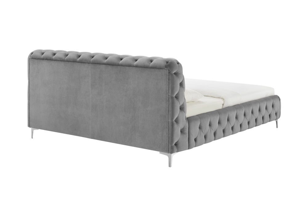 Bett Barock 160x200cm grau Samt