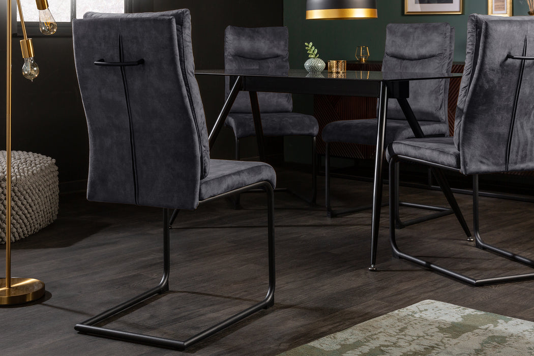 Freischwinger Ease grau Samt