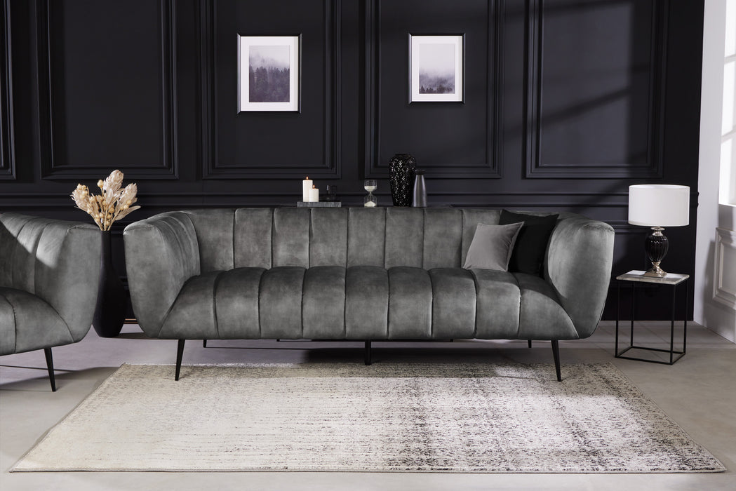 Sofa Elegance 225cm Samt grau schwarz