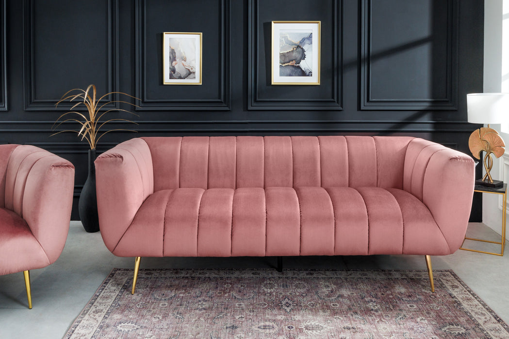 Sofa Elegance 225cm Samt Altrosa Gold