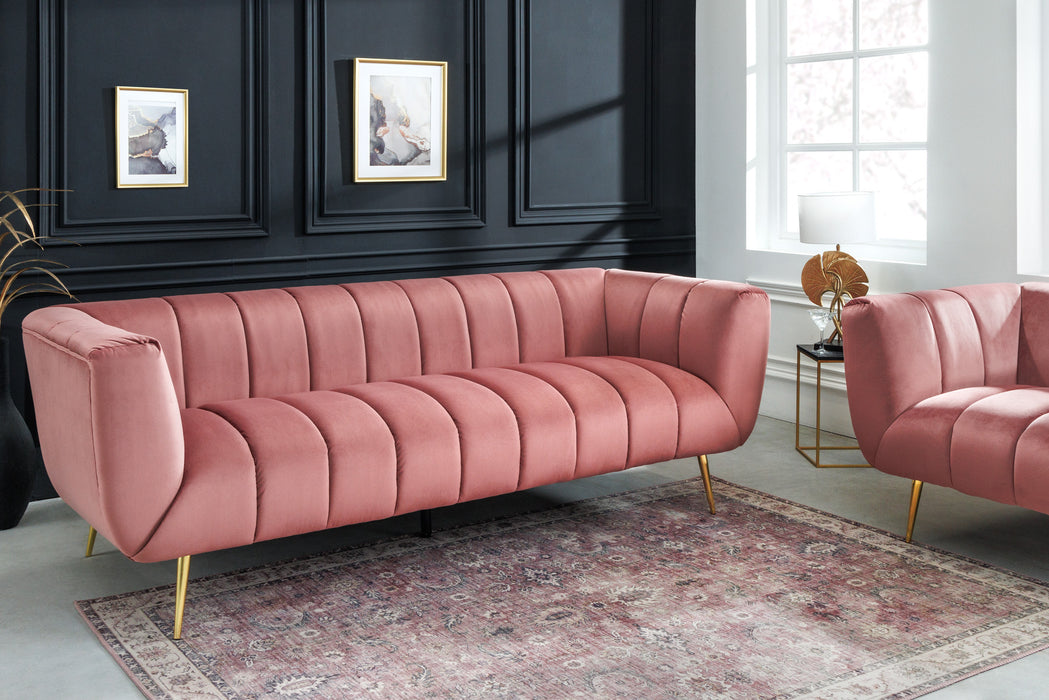 Sofa Elegance 225cm Samt Altrosa Gold
