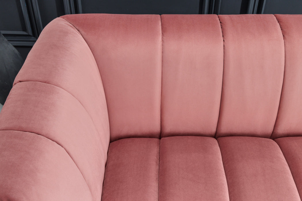 Sofa Elegance 225cm Samt Altrosa Gold