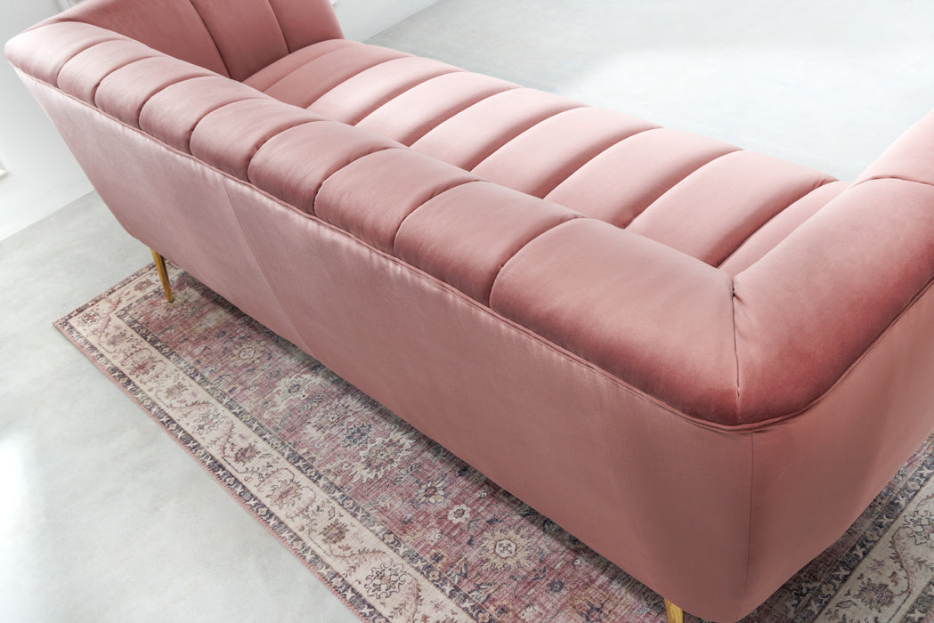 Sofa Elegance 225cm Samt Altrosa Gold