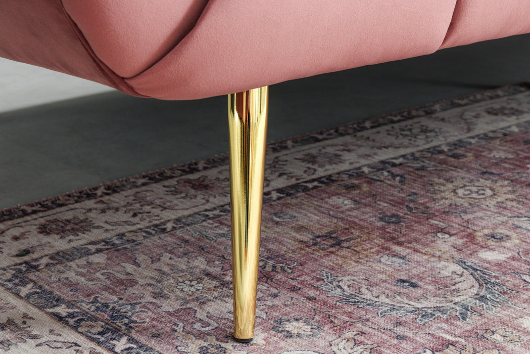 Sofa Elegance 225cm Samt Altrosa Gold