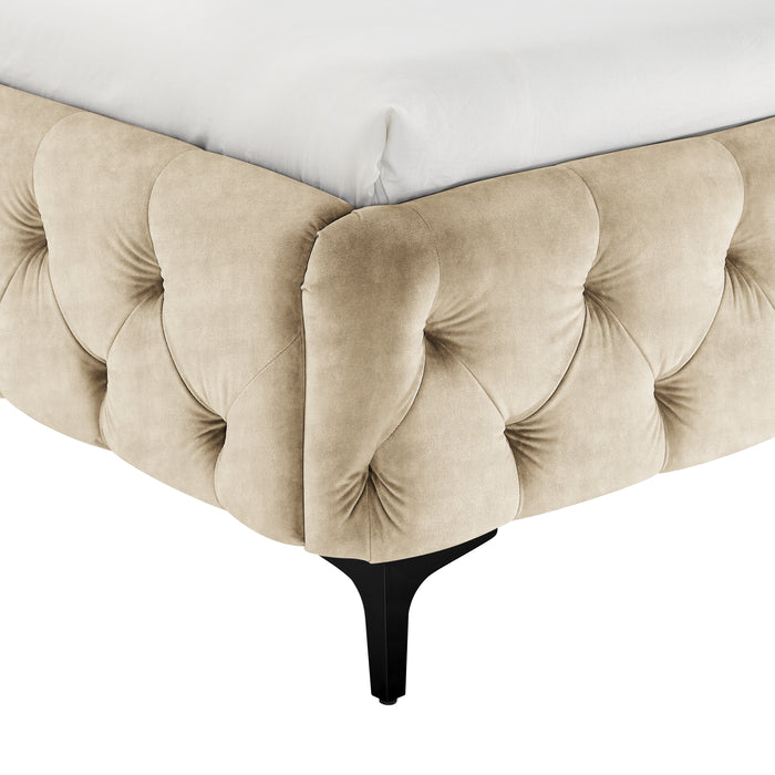 Bett Barock 180x200cm champagner Samt