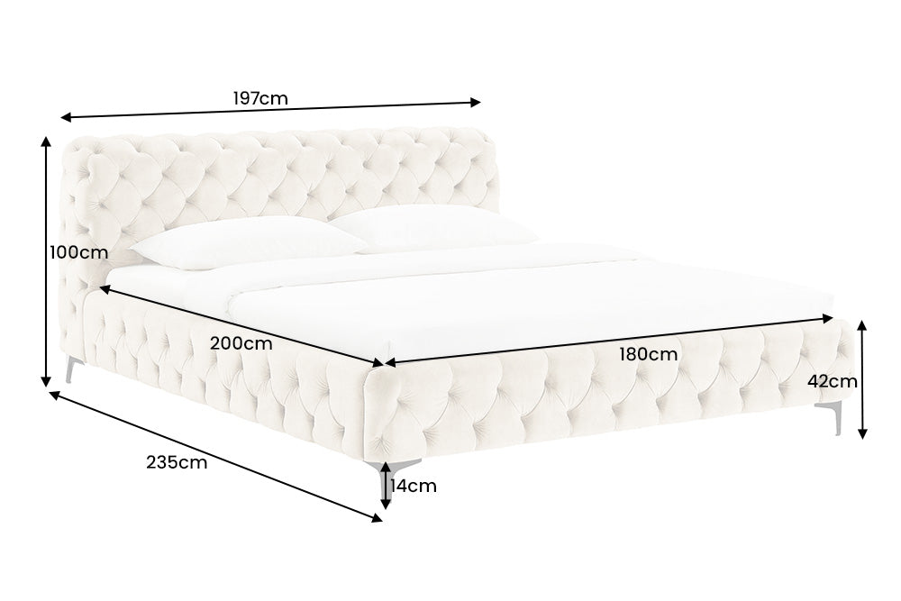 Bett Barock 180x200cm champagner Samt