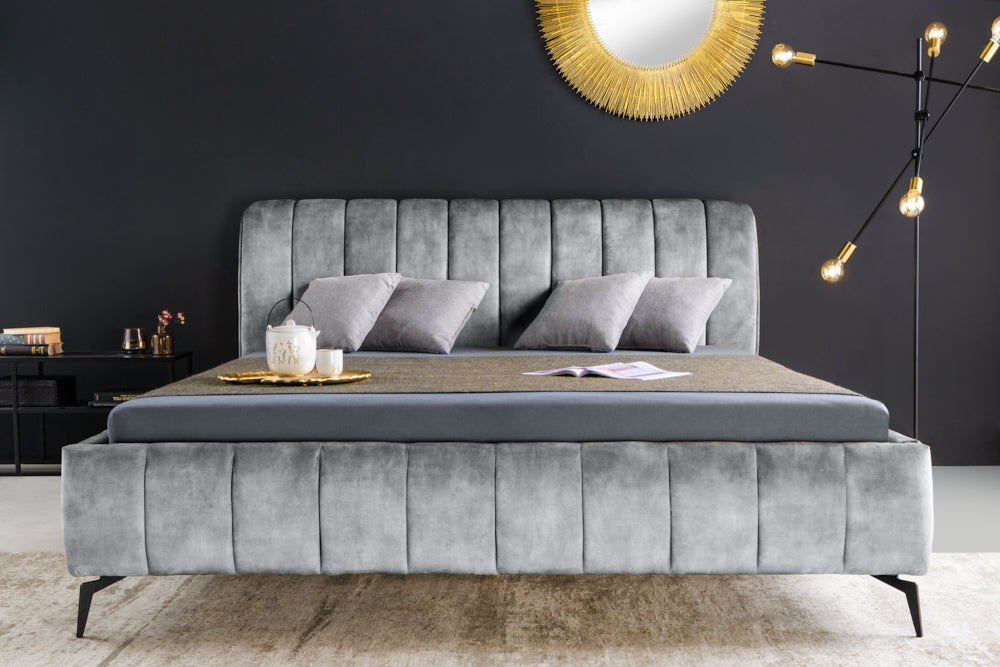 Bett Manhattan 160x200cm grau Samt