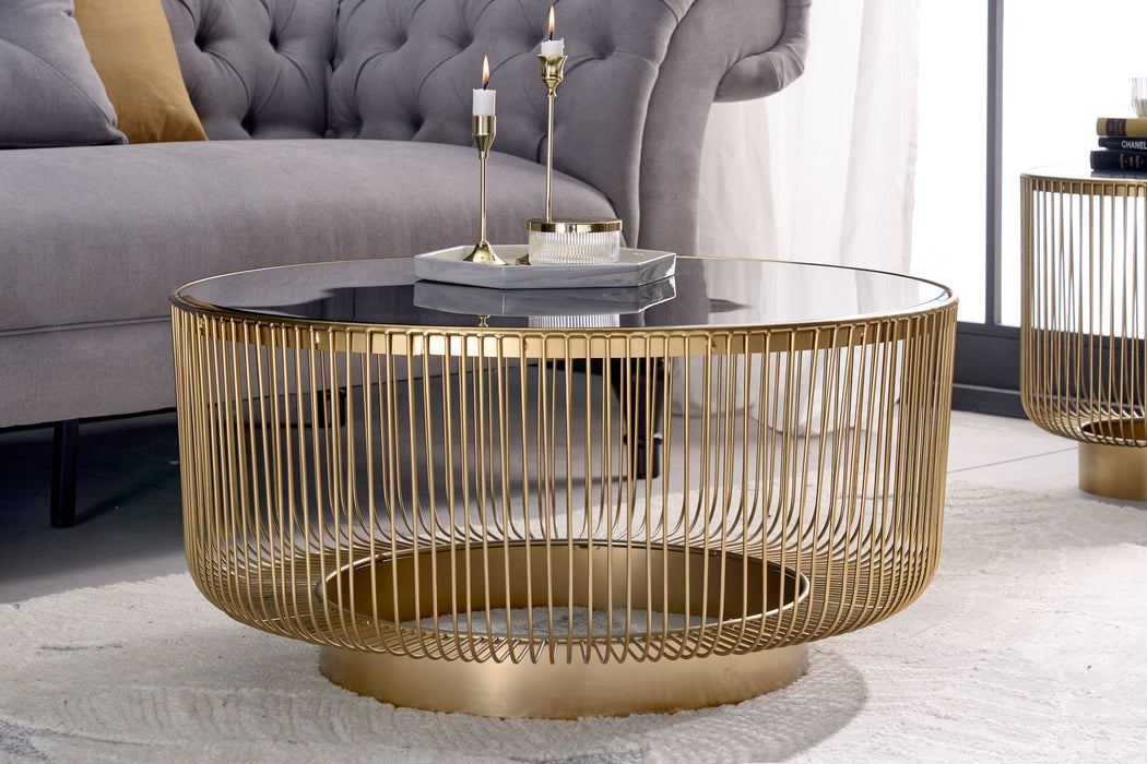 Couchtisch Variant 80cm gold Schwarzglas