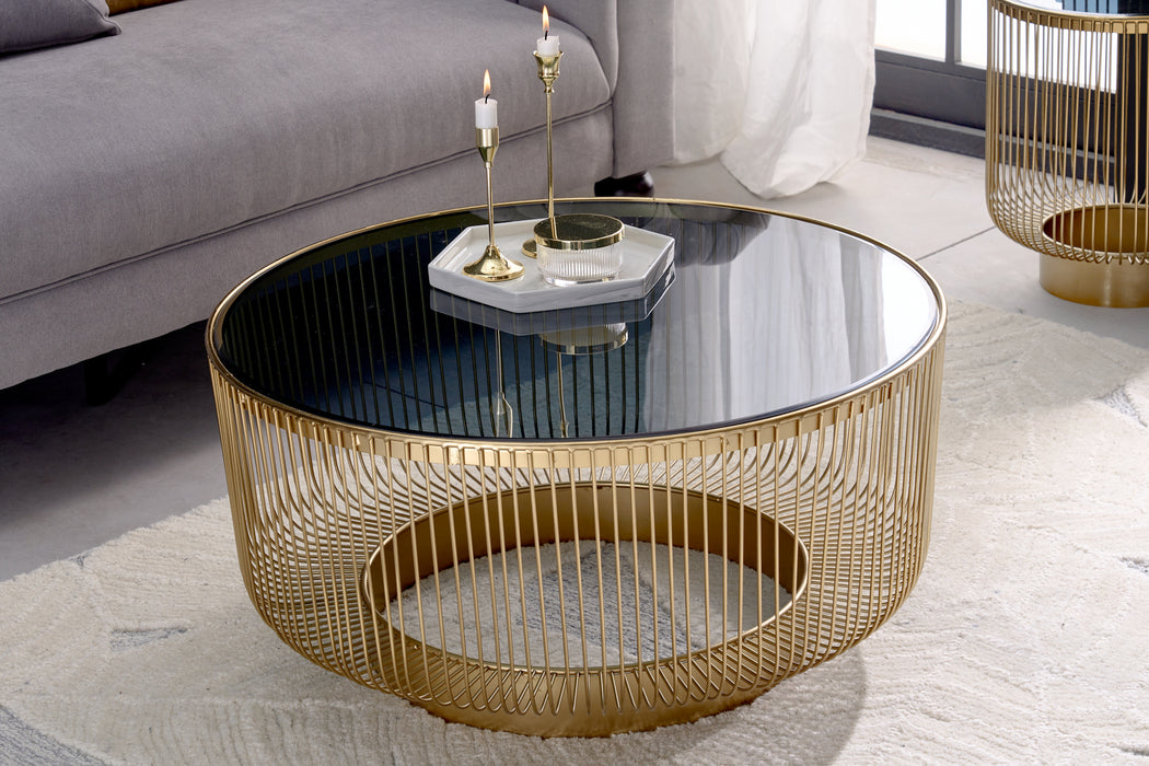 Couchtisch Variant 80cm gold Schwarzglas