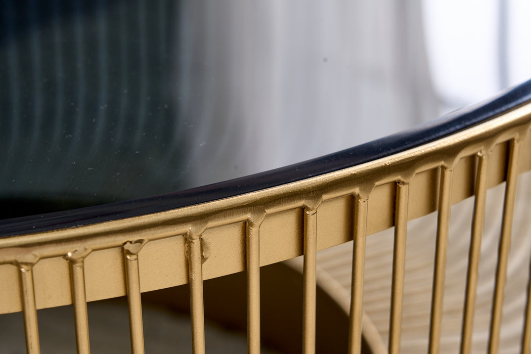 Couchtisch Variant 80cm gold Schwarzglas