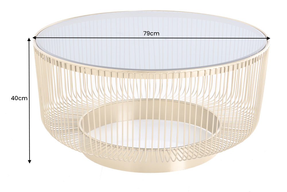 Couchtisch Variant 80cm gold Schwarzglas