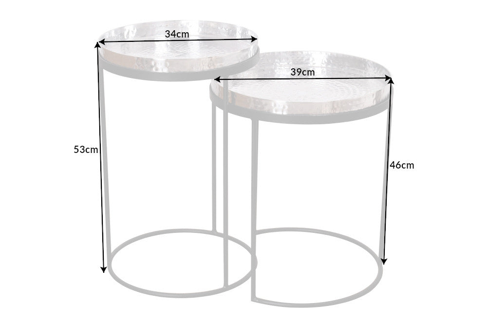 Beistelltisch Jura 2er Set silber Tablett
