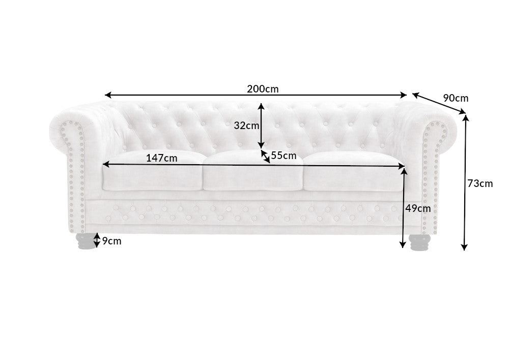 Sofa Chesterfield 3er Champagner Samt