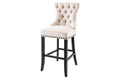 Barhocker Fortress Strukturstoff beige schwarz Chesterfield Hochlehner