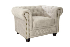 Sessel Chesterfield Champagner Samt