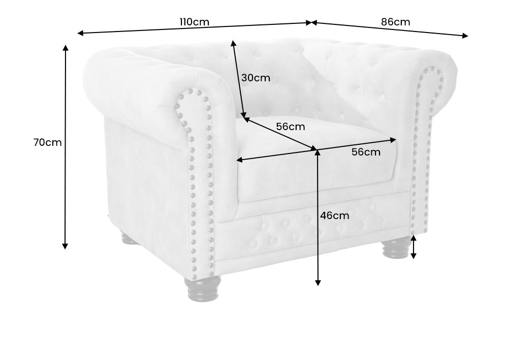 Sessel Chesterfield Champagner Samt