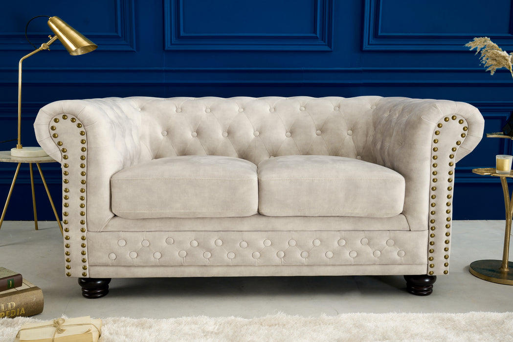 Sofa Chesterfield 2er Champagner Samt