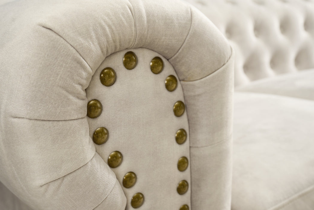 Sofa Chesterfield 2er Champagner Samt