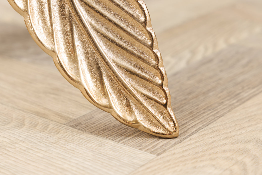 Beistelltisch Feder 65cm gold Glas