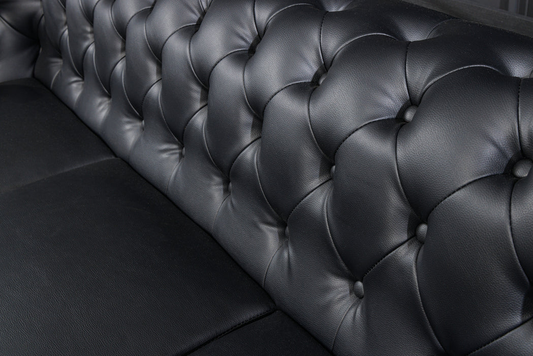 Sofa Chesterfield 3er Schwarz Antik Look Leder