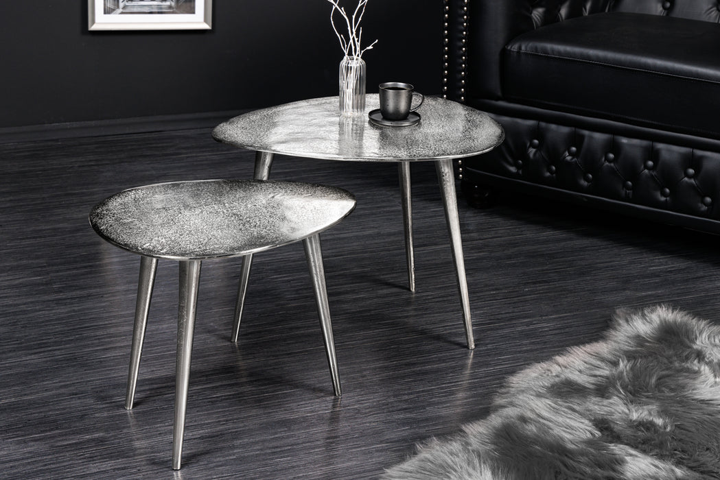 Couchtisch Jura 2er Set silber