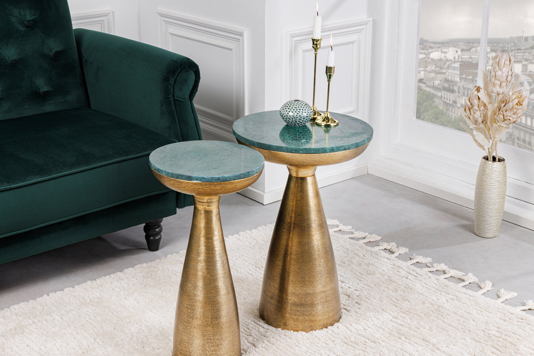 Beistelltisch Jura 40cm Marmor gold grün