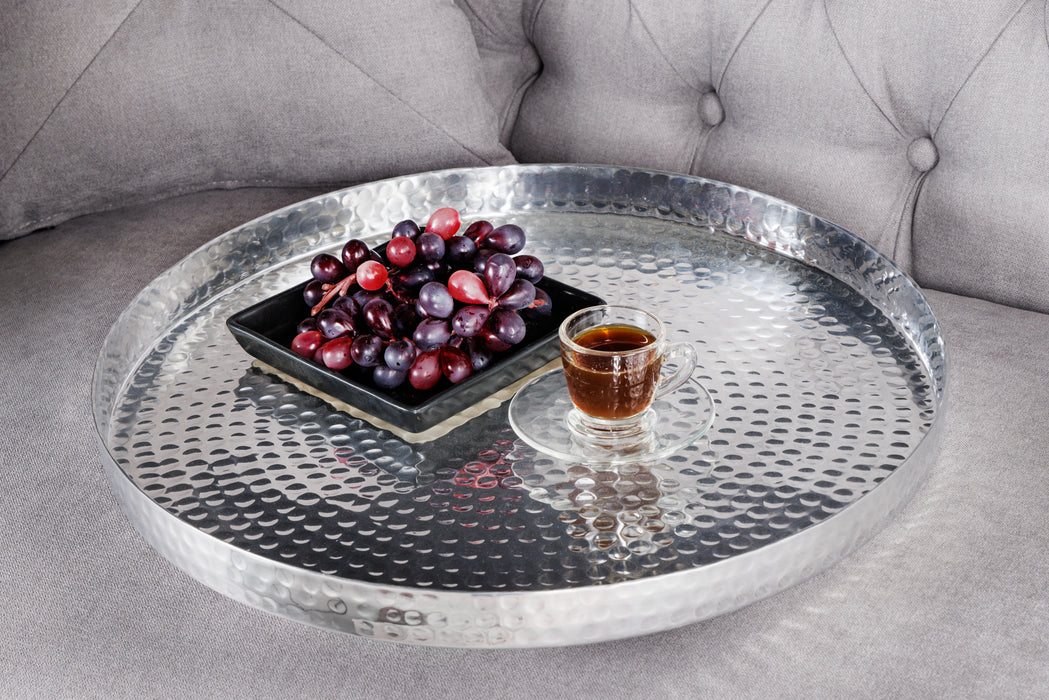 Couchtisch Jura 2er Set silber Tablett