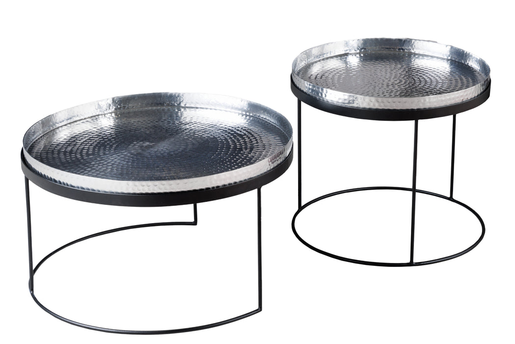 Couchtisch Jura 2er Set silber Tablett