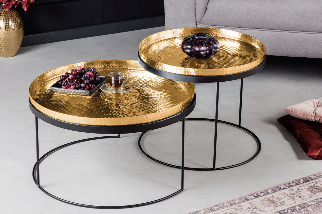 Couchtisch Jura 2er Set gold Tablett
