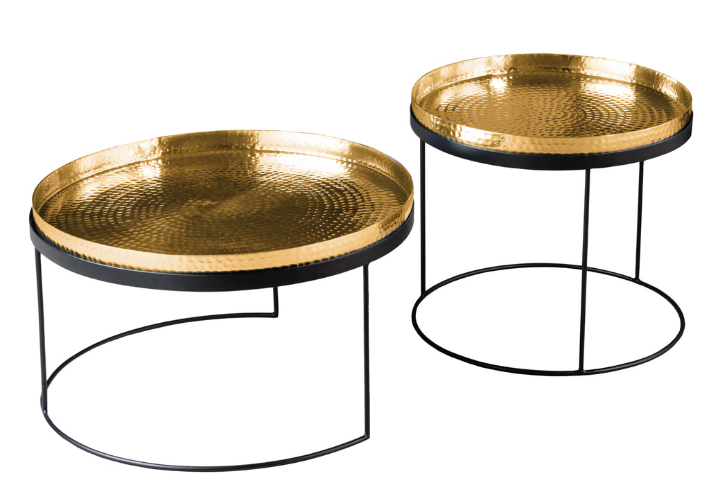 Couchtisch Jura 2er Set gold Tablett
