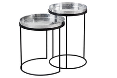 Beistelltisch Jura 2er Set silber Tablett