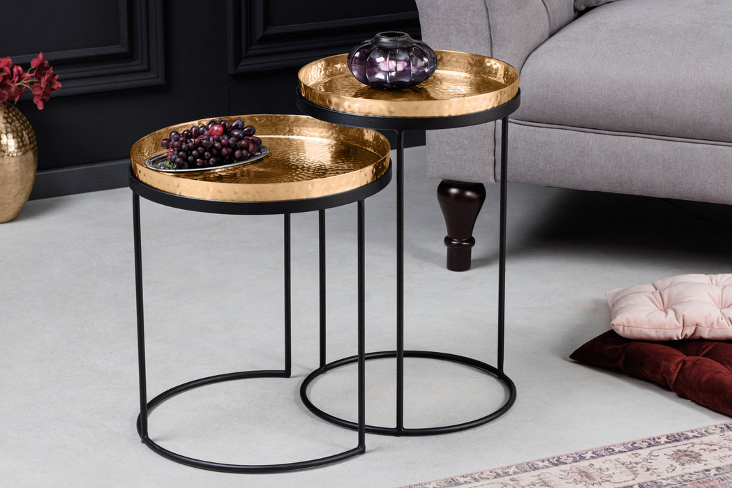 Beistelltisch Jura 2er Set gold Tablett