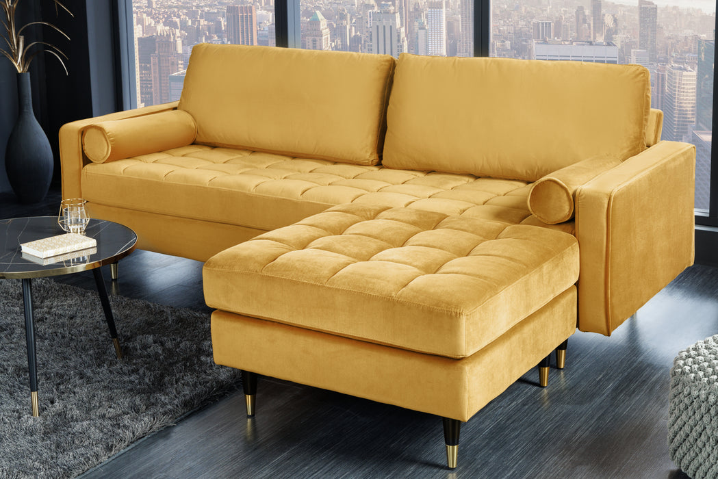 Hocker Plush Velvet 80cm senfgelb Samt