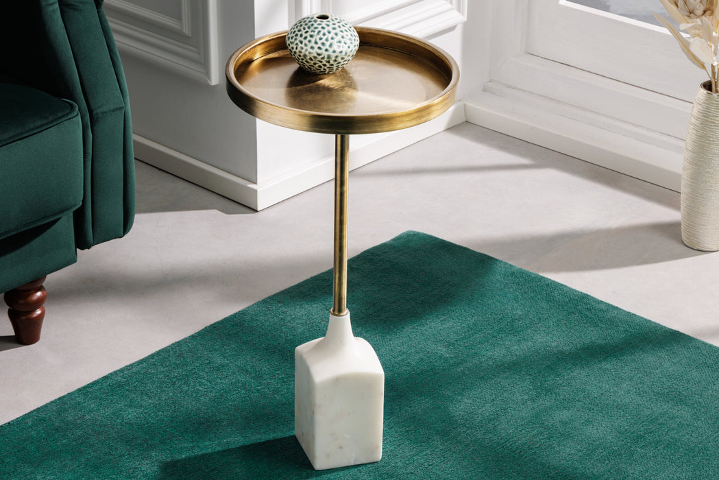 Beistelltisch Tray 55cm antik gold Marmor