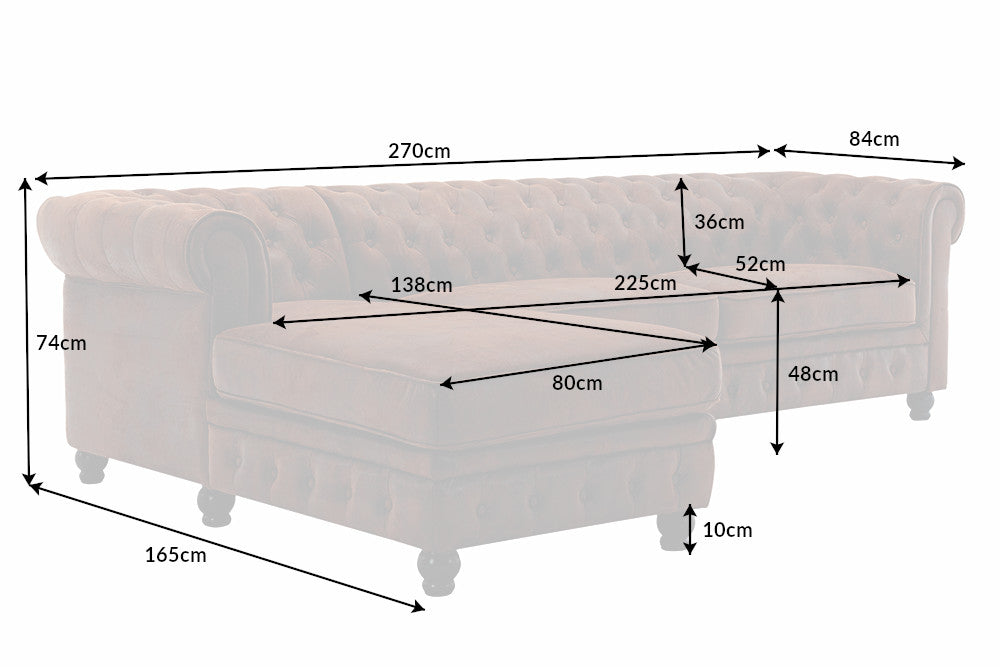 Ecksofa Chesterfield antik braun OT links