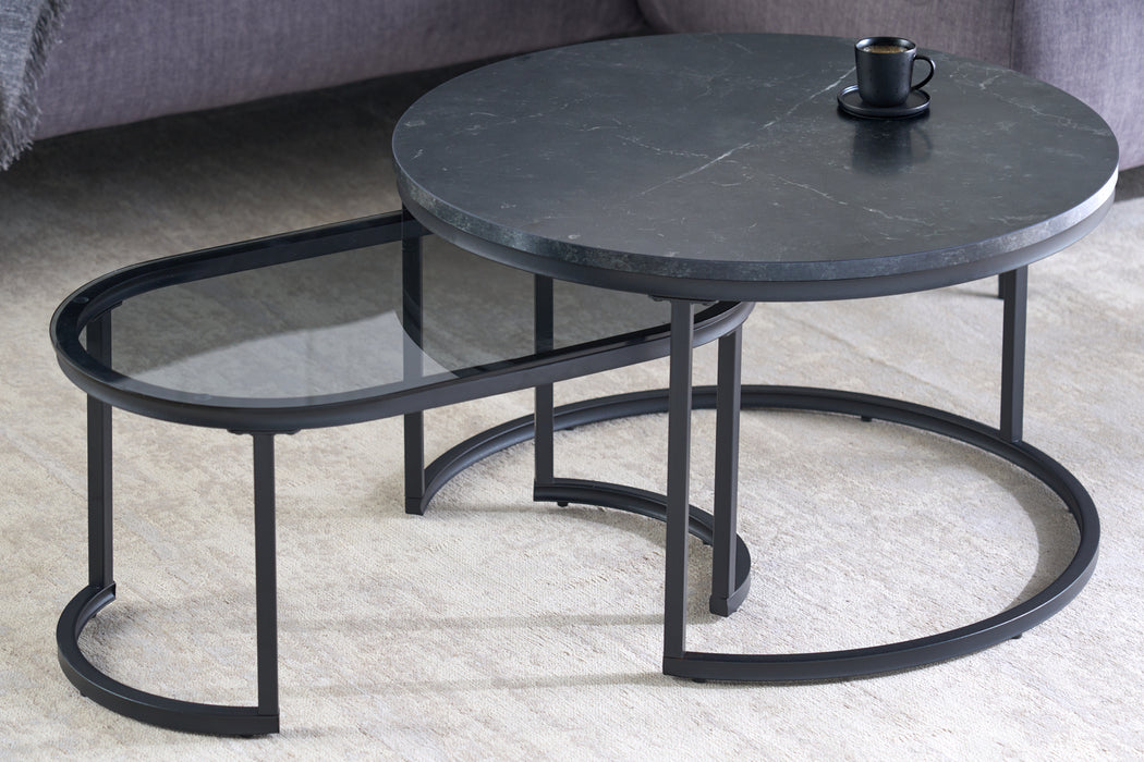 Couchtisch Eleganz 2er Set 70cm Marmor schwarz