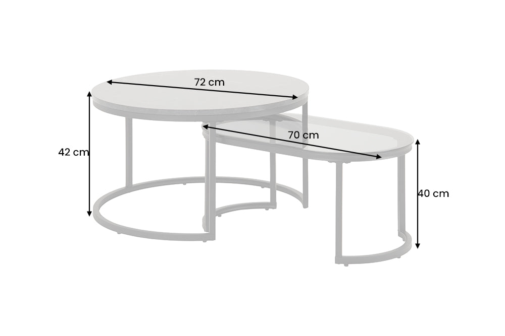 Couchtisch Eleganz 2er Set 70cm Marmor schwarz