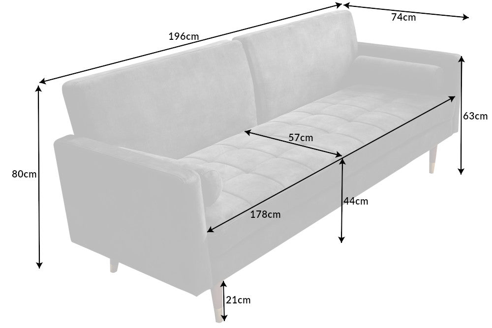 Schlafsofa Fashion 195cm grau Microvelour