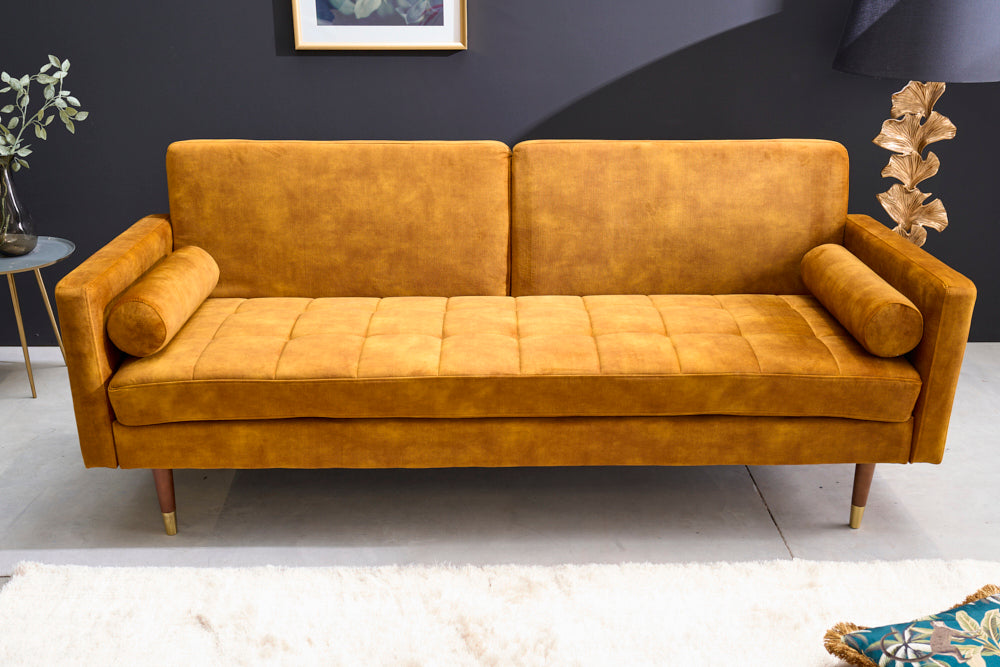 Schlafsofa Fashion 195cm senfgelb Microvelour