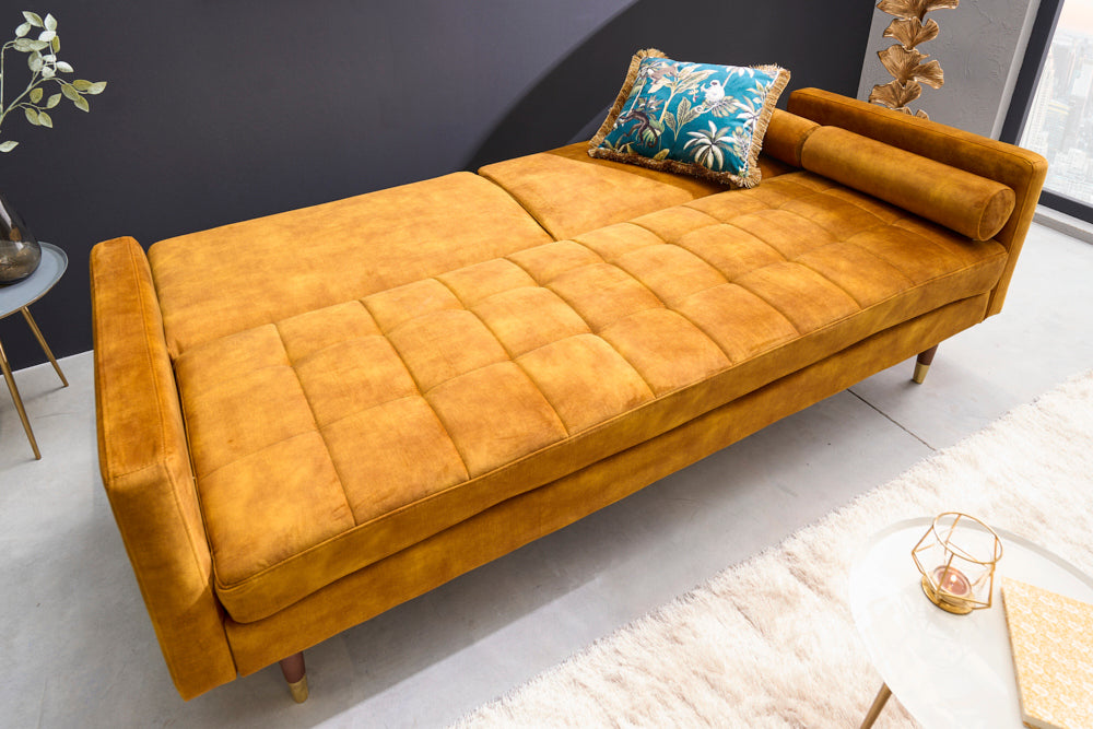 Schlafsofa Fashion 195cm senfgelb Microvelour