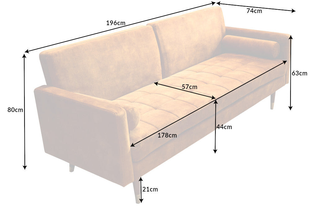 Schlafsofa Fashion 195cm senfgelb Microvelour