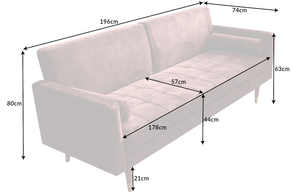Schlafsofa Fashion 195cm altrosa Microvelour