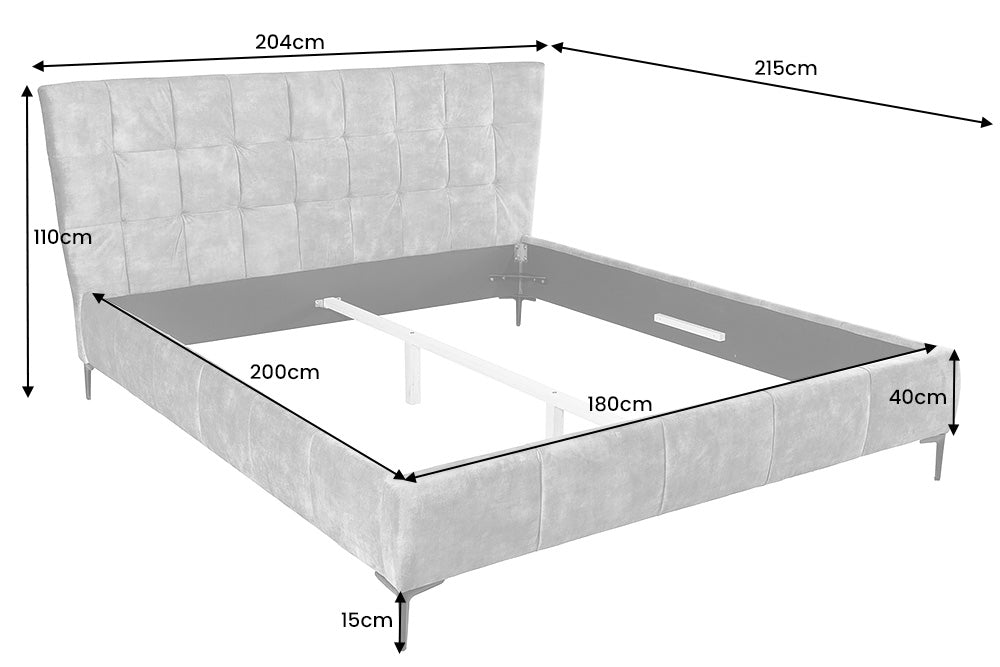 Bett Miami 180x200cm petrol Samt